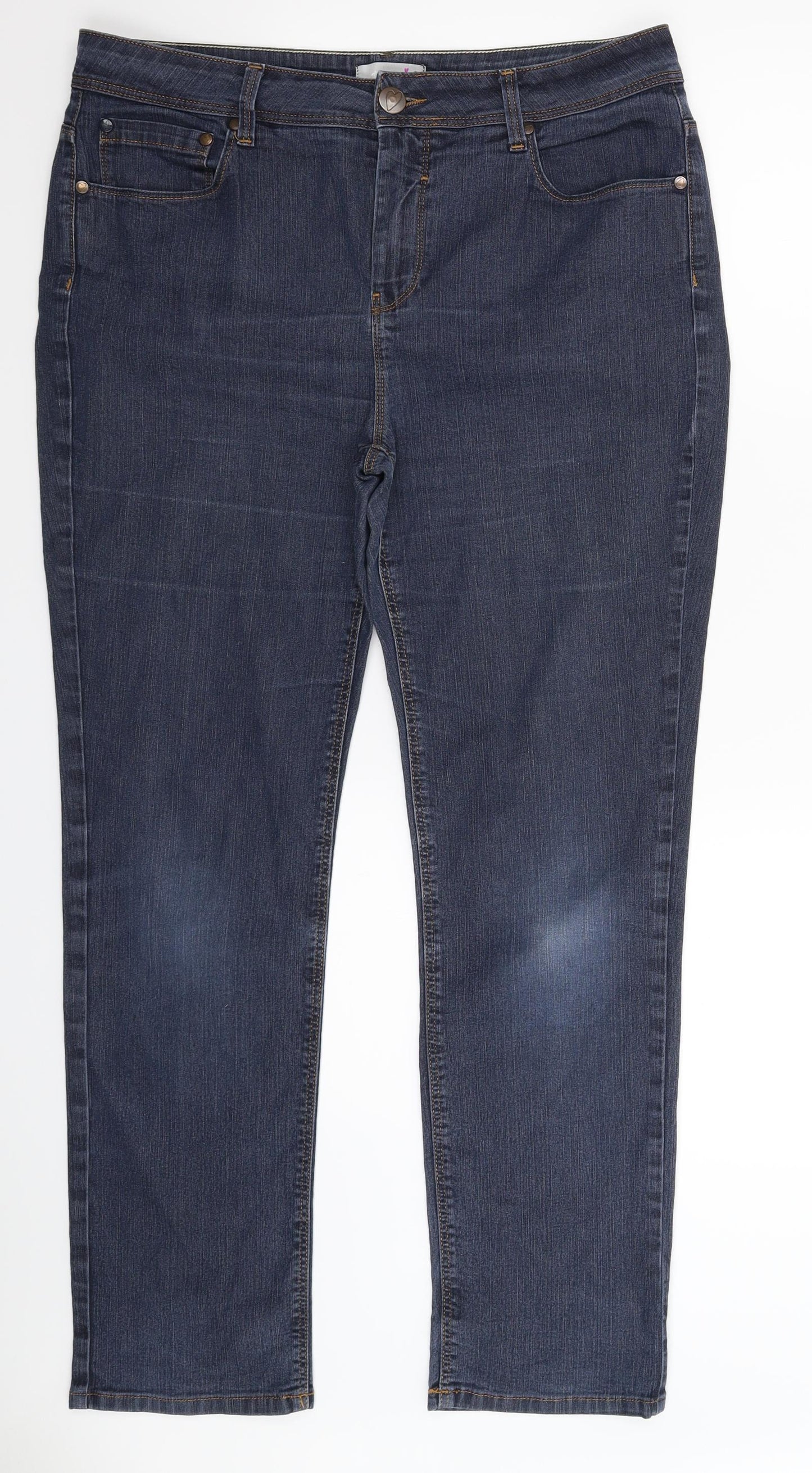 Per Una Womens Blue  Denim Straight Jeans Size 16 L29 in
