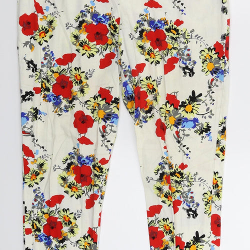 Paraphrase Womens White Floral  Trousers  Size 8 L25 in