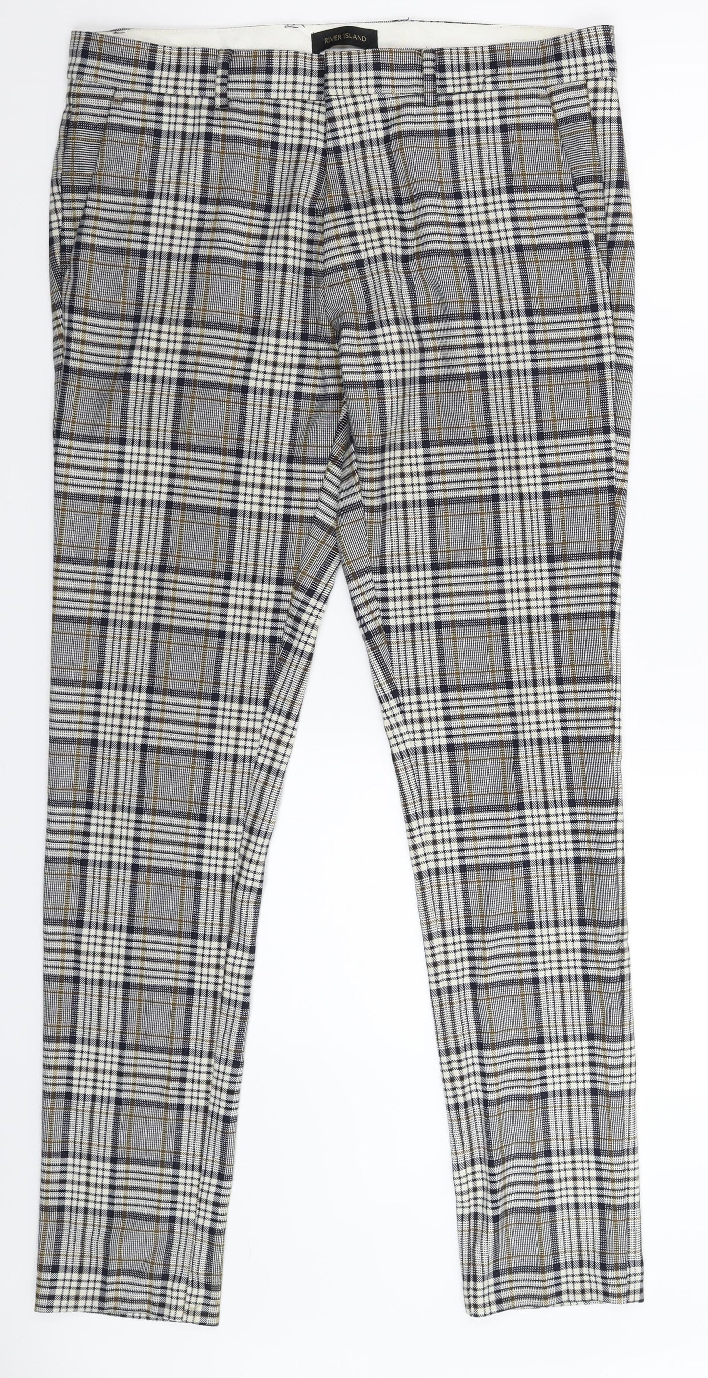 River Island Mens Multicoloured Check  Trousers  Size 32 L32 in