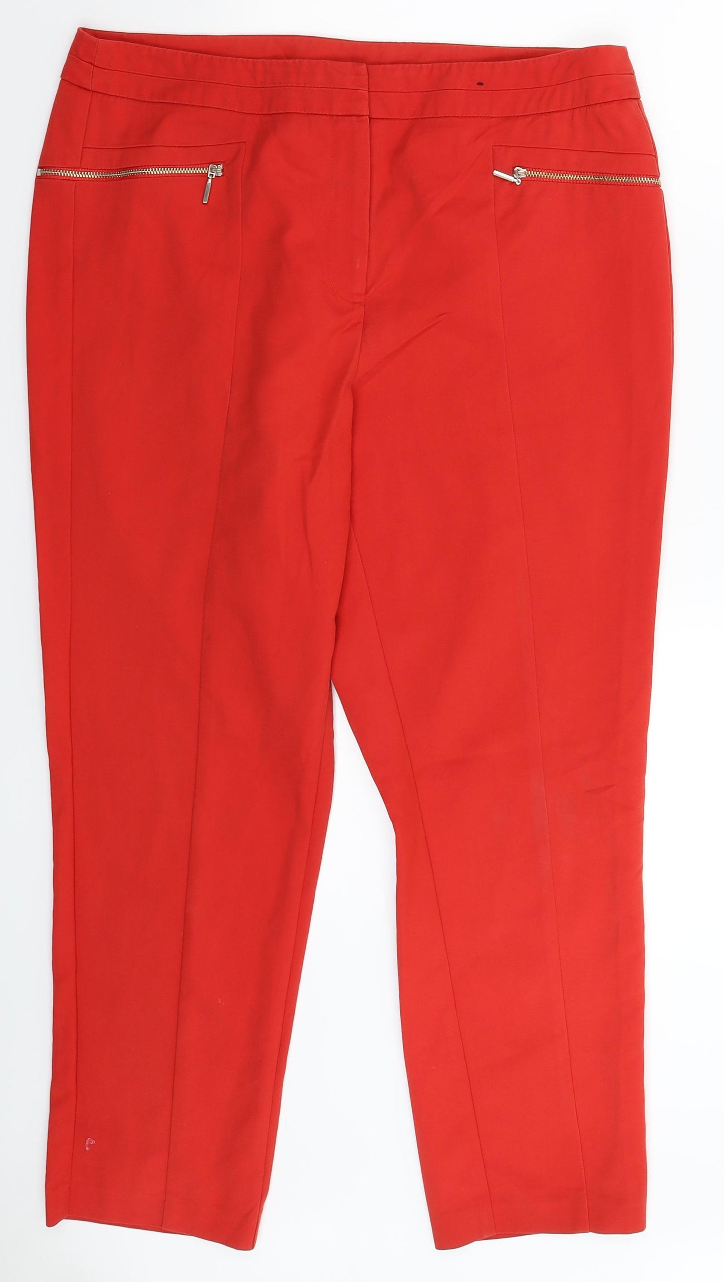F&F Womens Red   Trousers  Size 14 L27 in