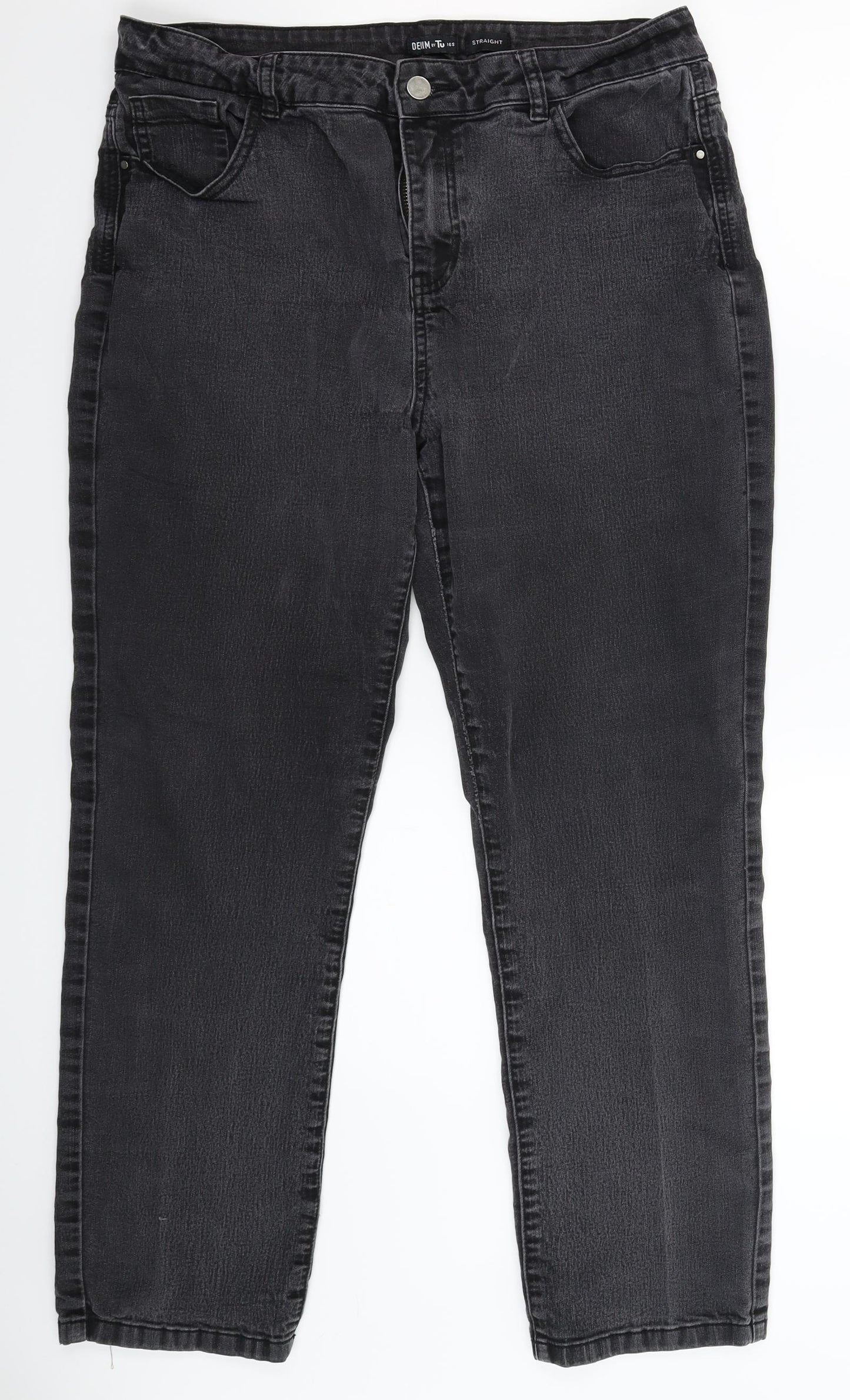 TU Womens Black  Denim Straight Jeans Size 16 L28 in