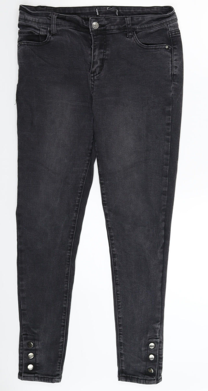 Preworn Womens Black  Denim Skinny Jeans Size 32 L27 in
