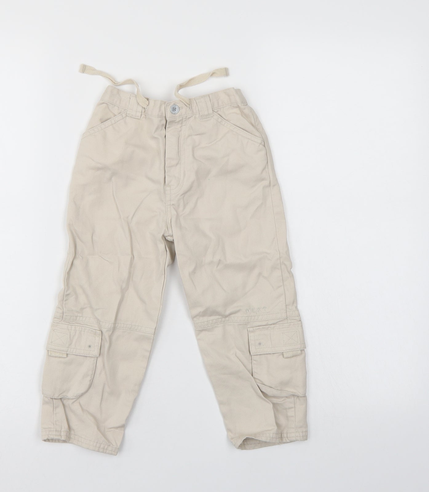 NEXT Boys Ivory   Cargo Trousers Size 2-3 Years - Elastic Waist