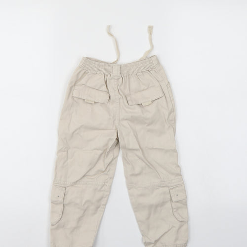 NEXT Boys Ivory   Cargo Trousers Size 2-3 Years - Elastic Waist