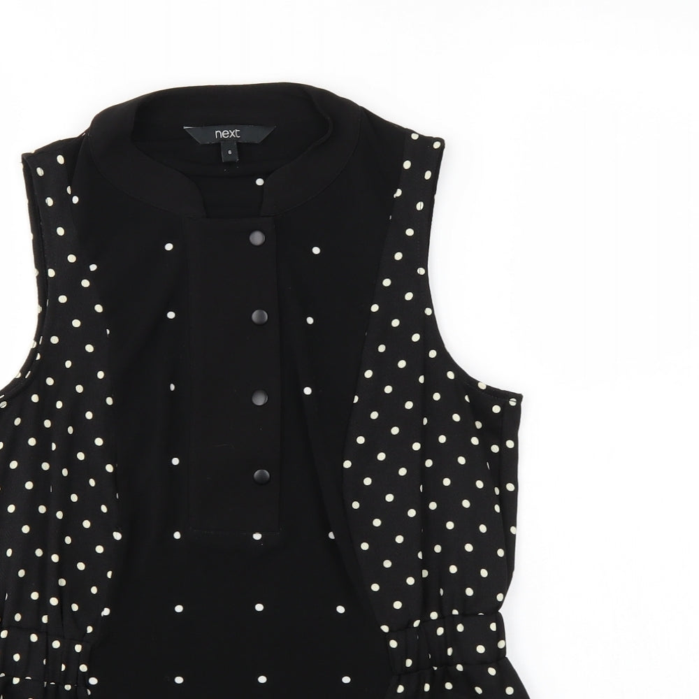 NEXT Womens Black Polka Dot  Tunic Blouse Size 6
