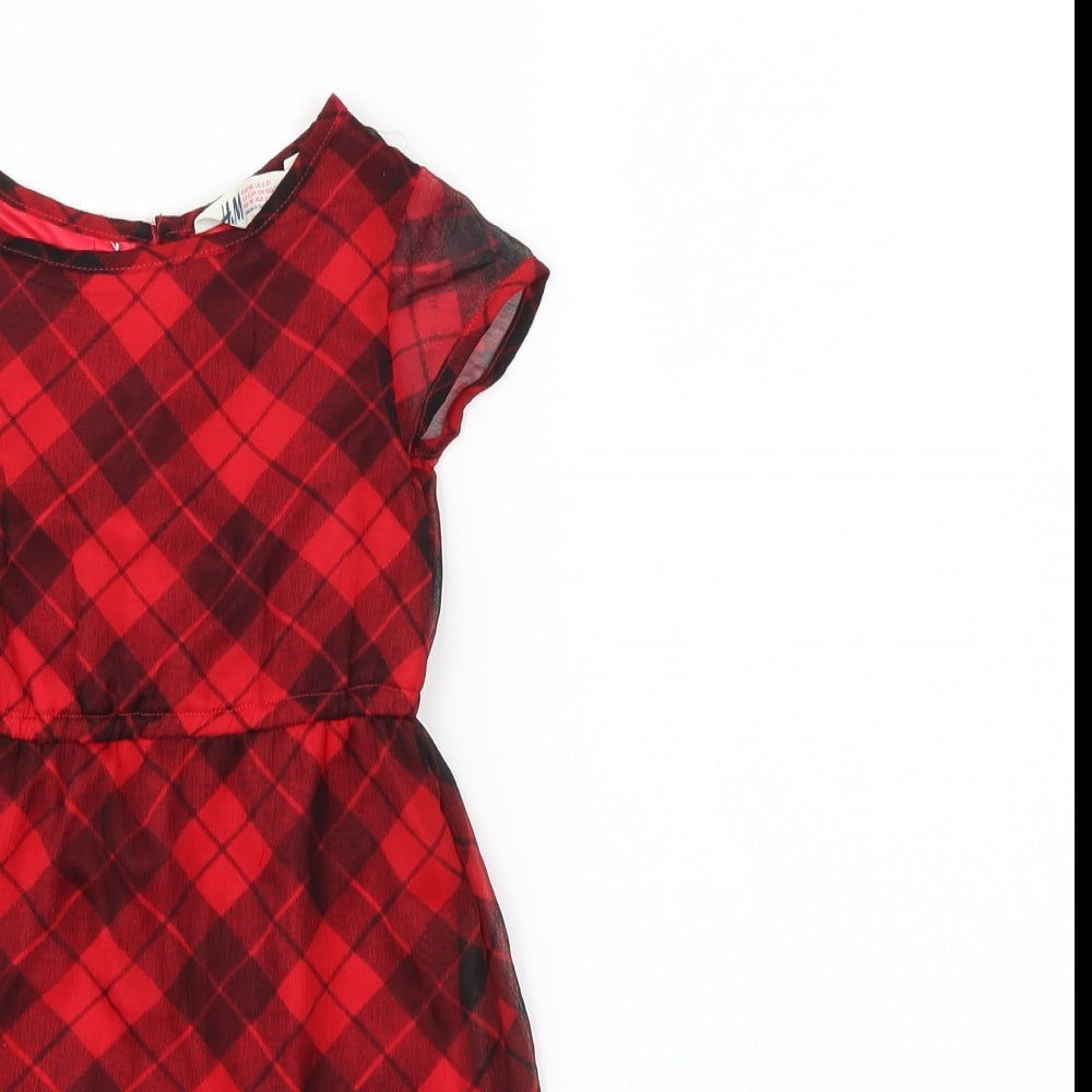 H&M Girls Multicoloured Check  T-Shirt Dress  Size 2-3 Years
