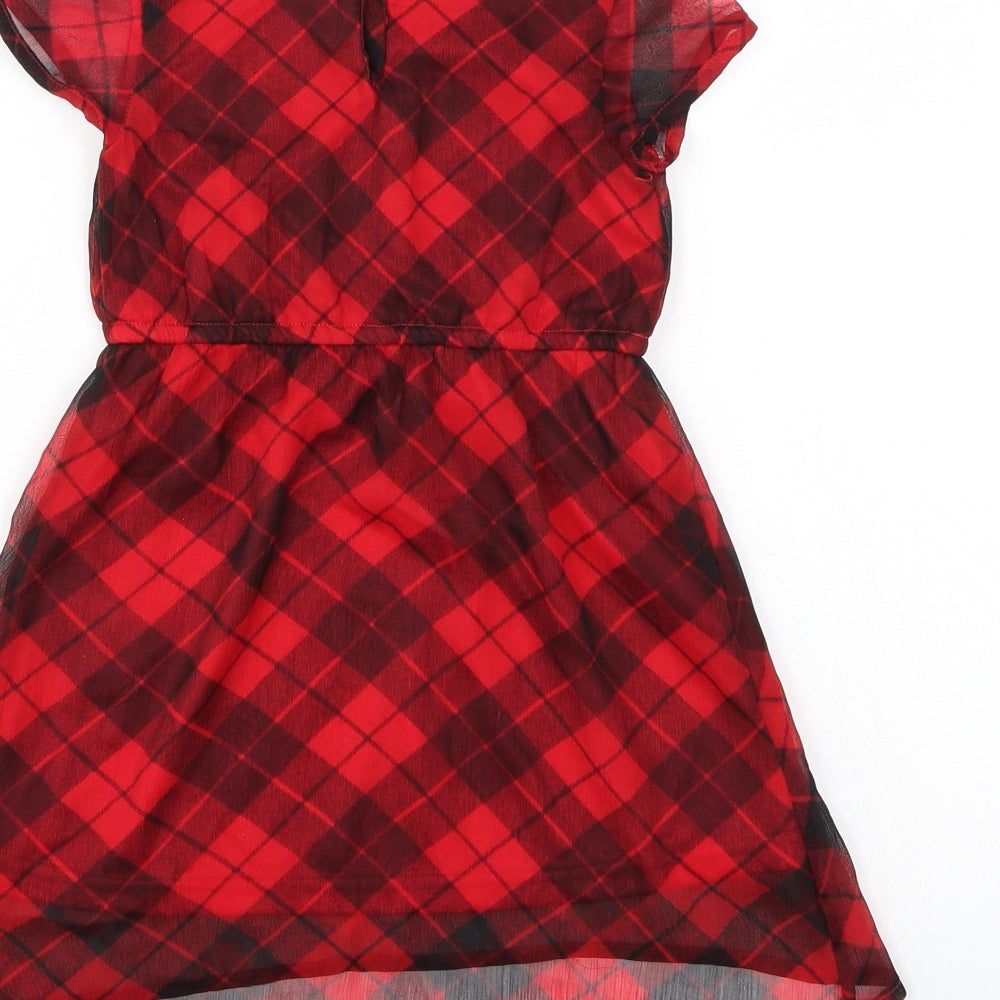 H&M Girls Multicoloured Check  T-Shirt Dress  Size 2-3 Years