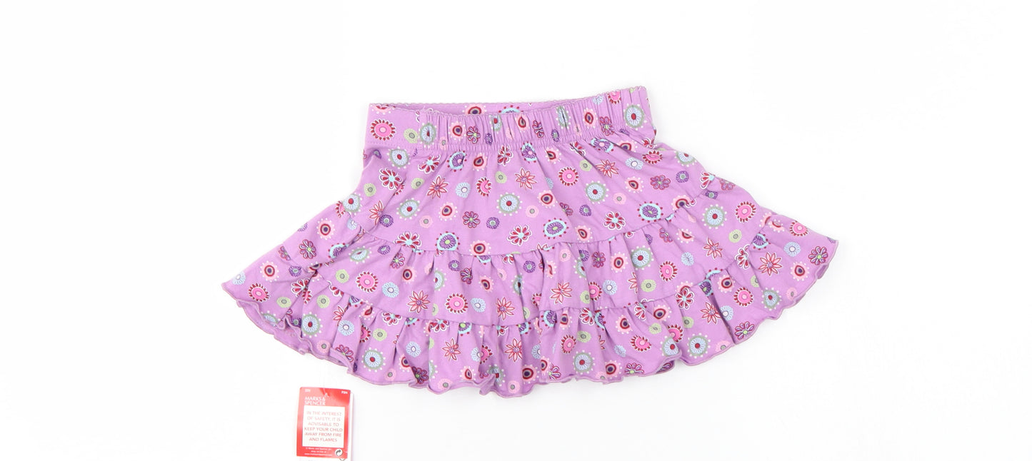 M&S Girls Purple Floral  Flare Skirt Size 18-24 Months