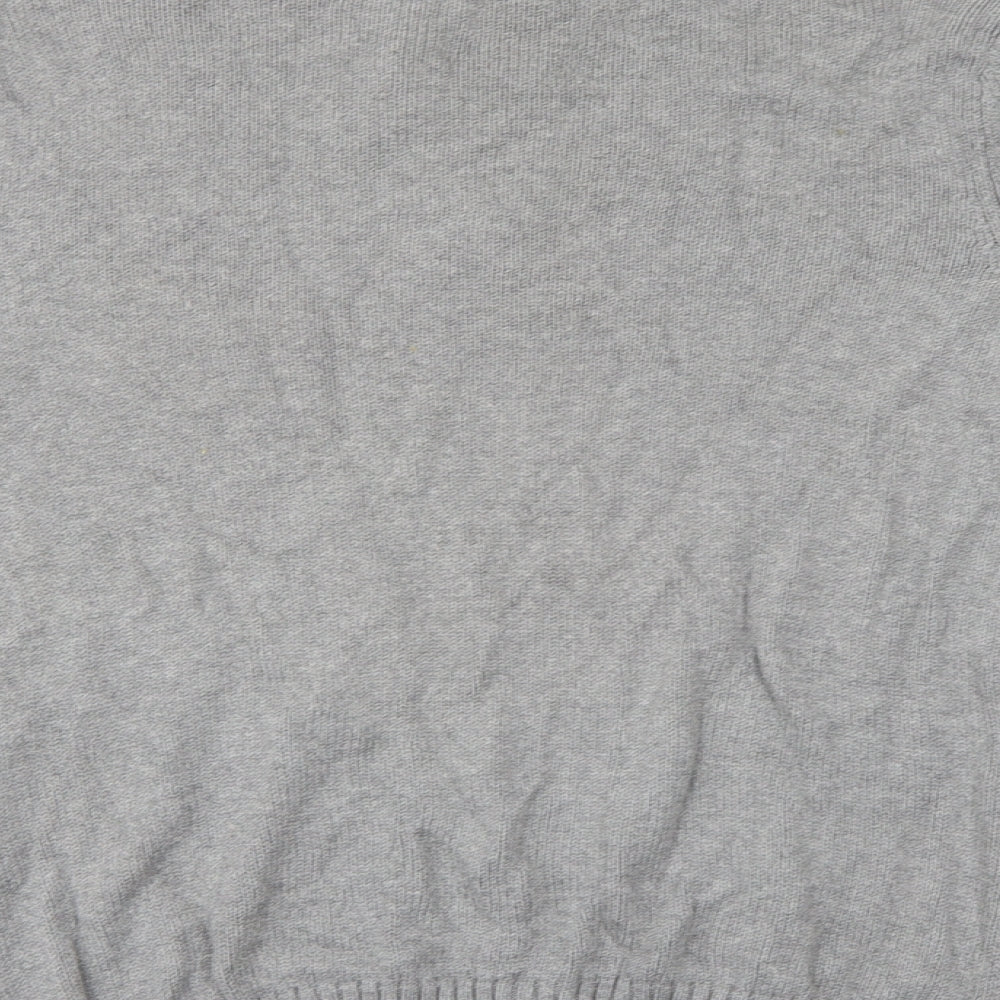 Saville Row Mens Grey Fair Isle  Henley Jumper Size L