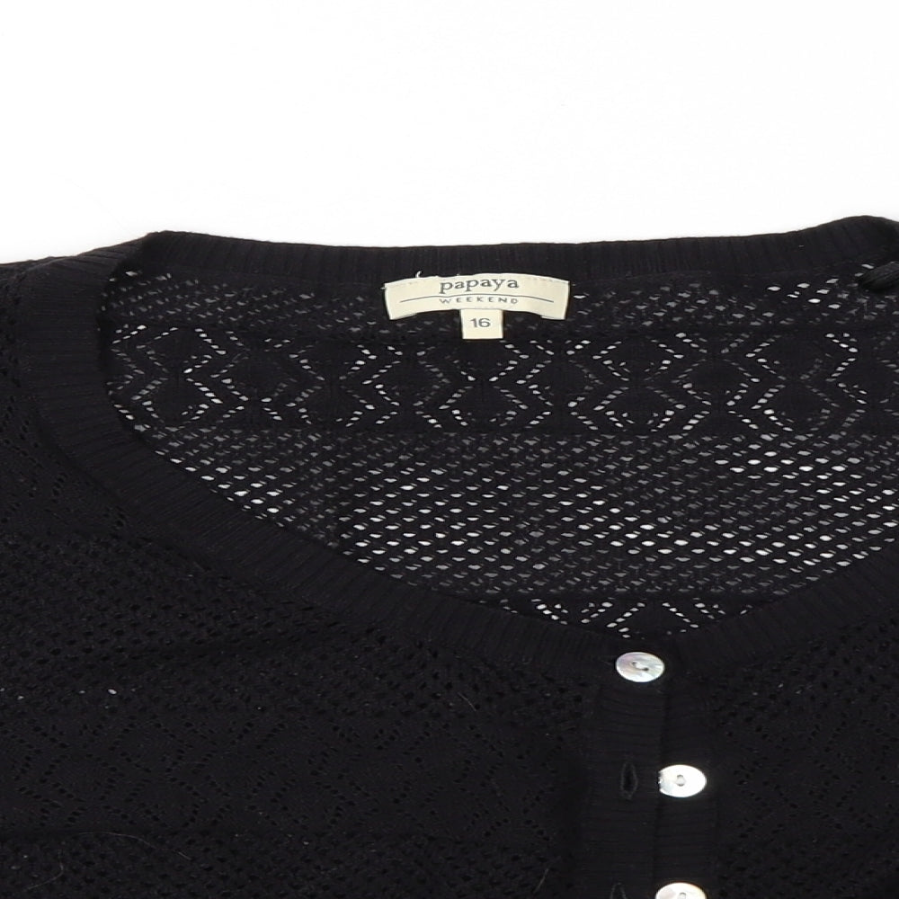 Papaya Womens Black   Cardigan Jumper Size 16