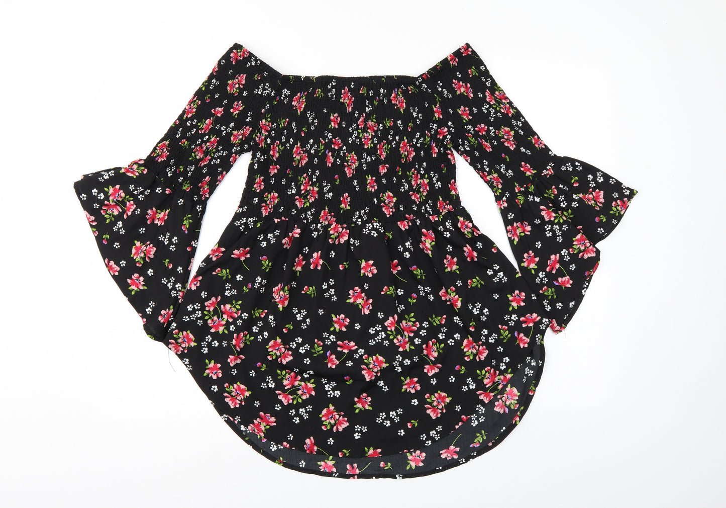 BeYou Womens Black Floral  Fit & Flare  Size 12