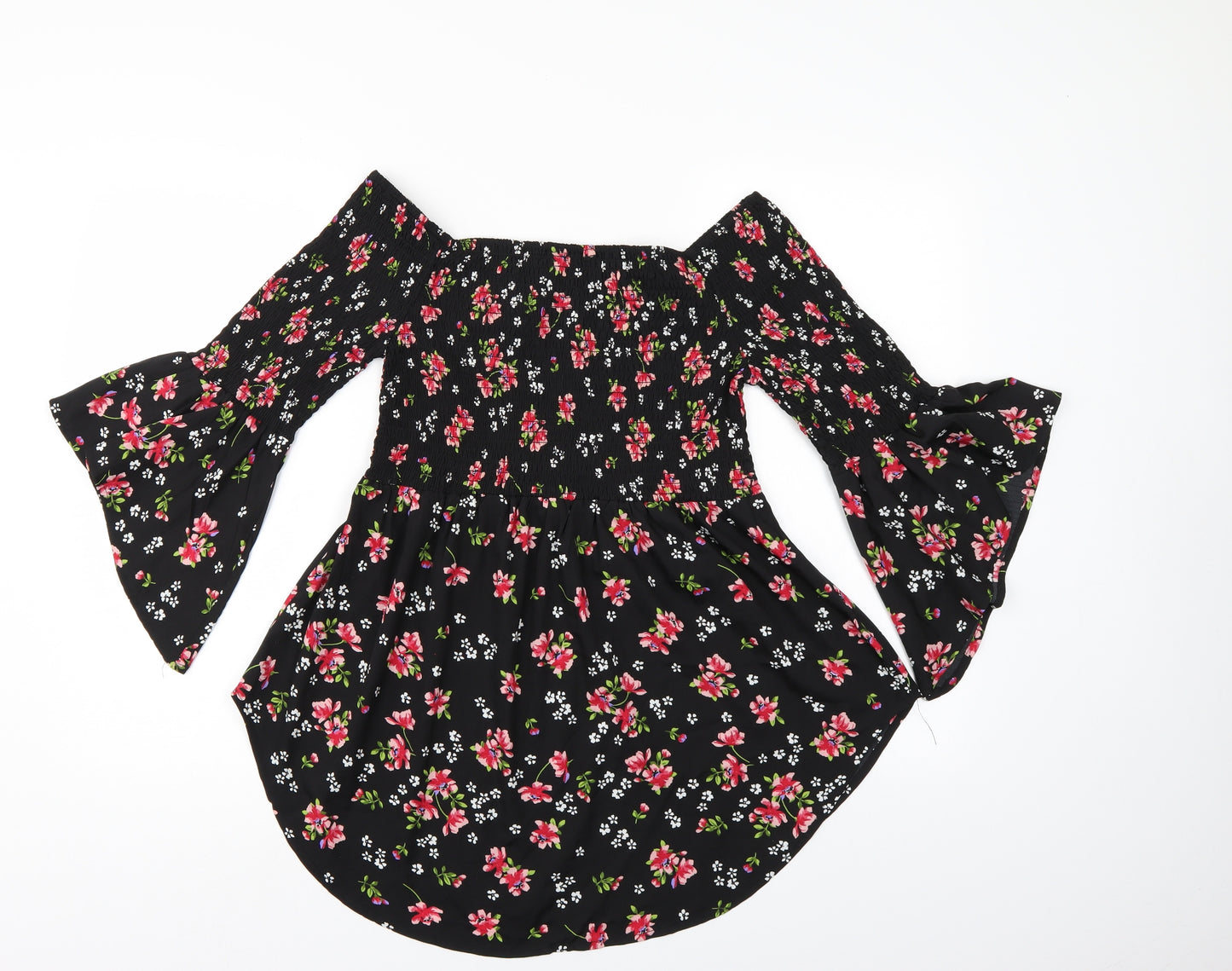 BeYou Womens Black Floral  Fit & Flare  Size 12