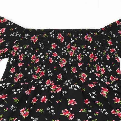 BeYou Womens Black Floral  Fit & Flare  Size 12