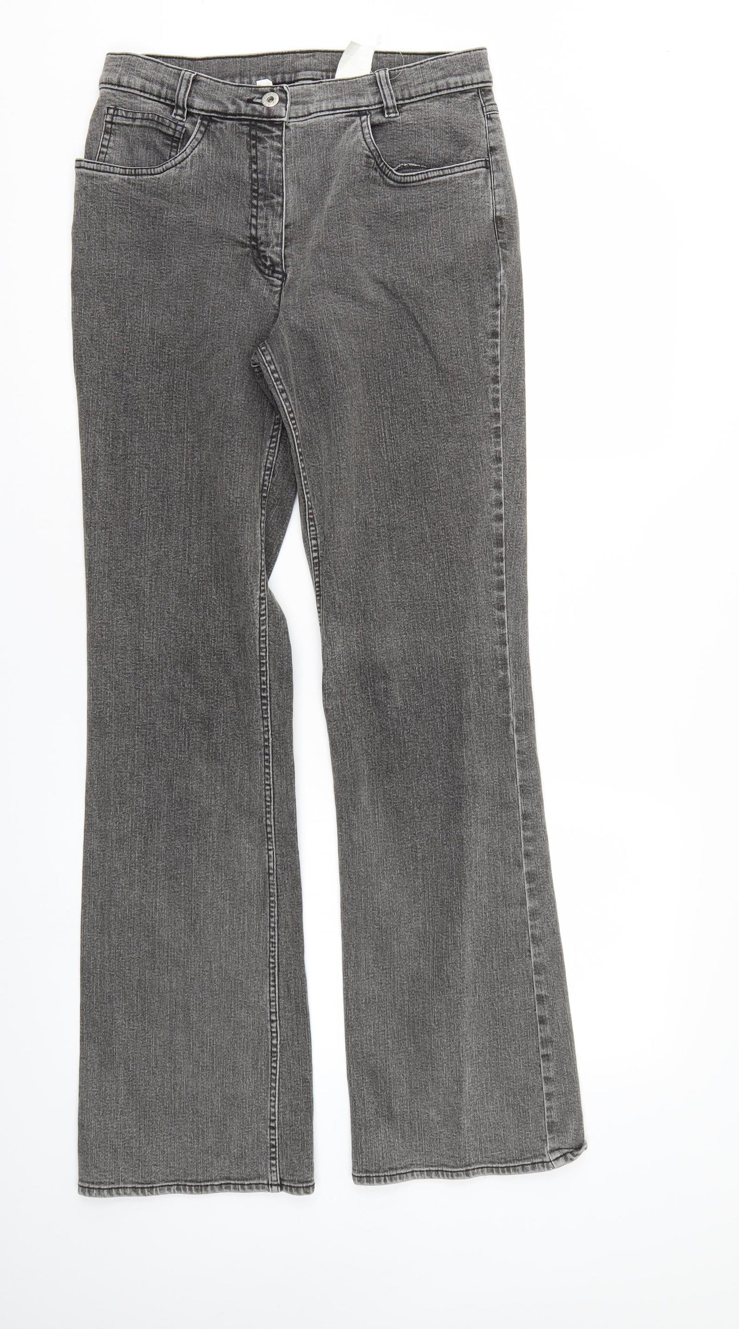 Preworn Womens Grey  Denim Straight Jeans Size 12 L32 in