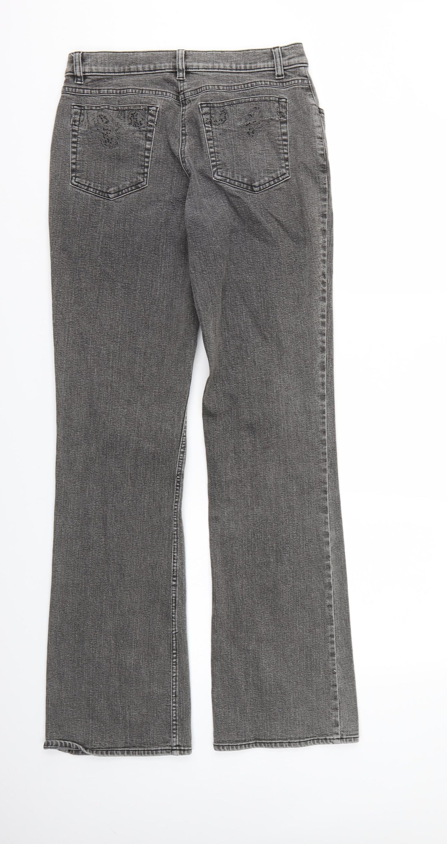 Preworn Womens Grey  Denim Straight Jeans Size 12 L32 in