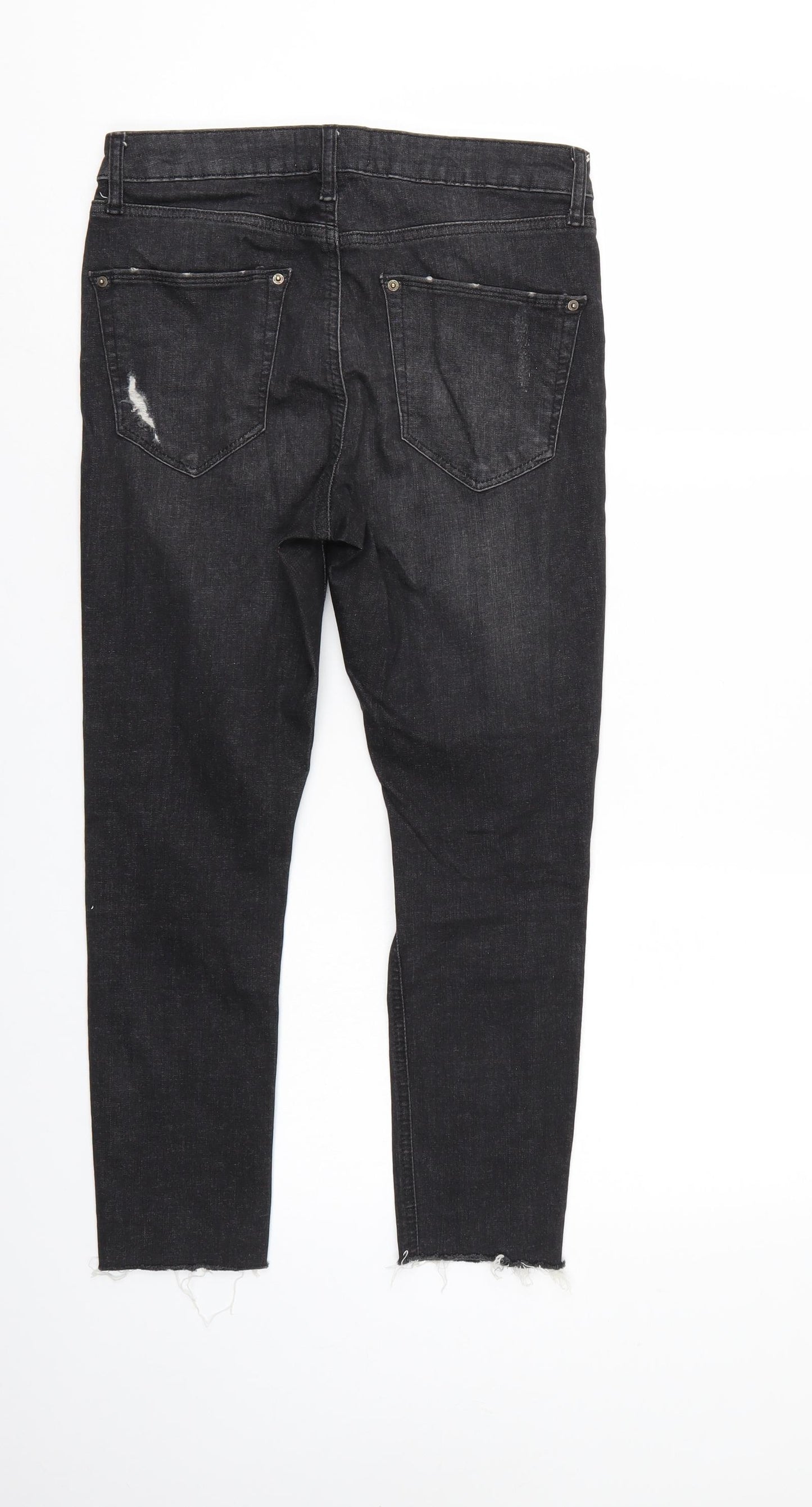 Miss Selfridge Womens Black  Denim Cropped Jeans Size 10 L22 in