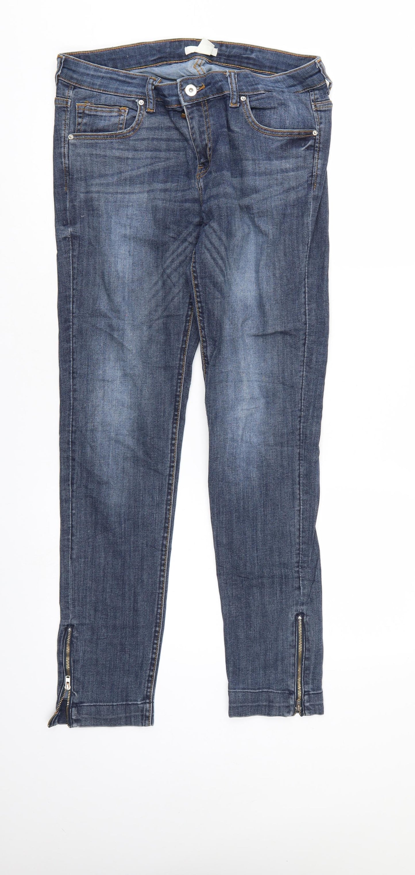 H&M Womens Blue  Denim Skinny Jeans Size 12 L28 in