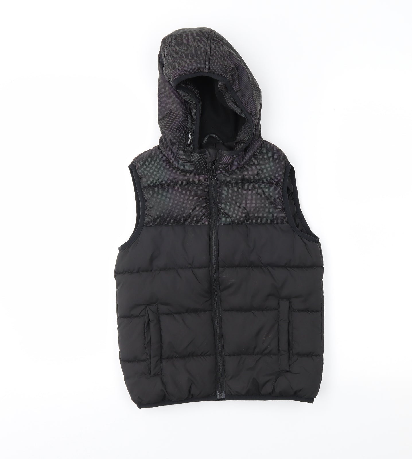 TU Girls Black Camouflage  Gilet Coat Size 7-8 Years