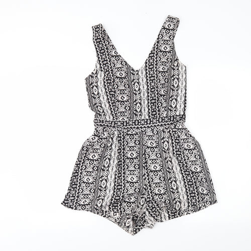 M&S Womens White Fair Isle  Playsuit One-Piece Size S L3 in