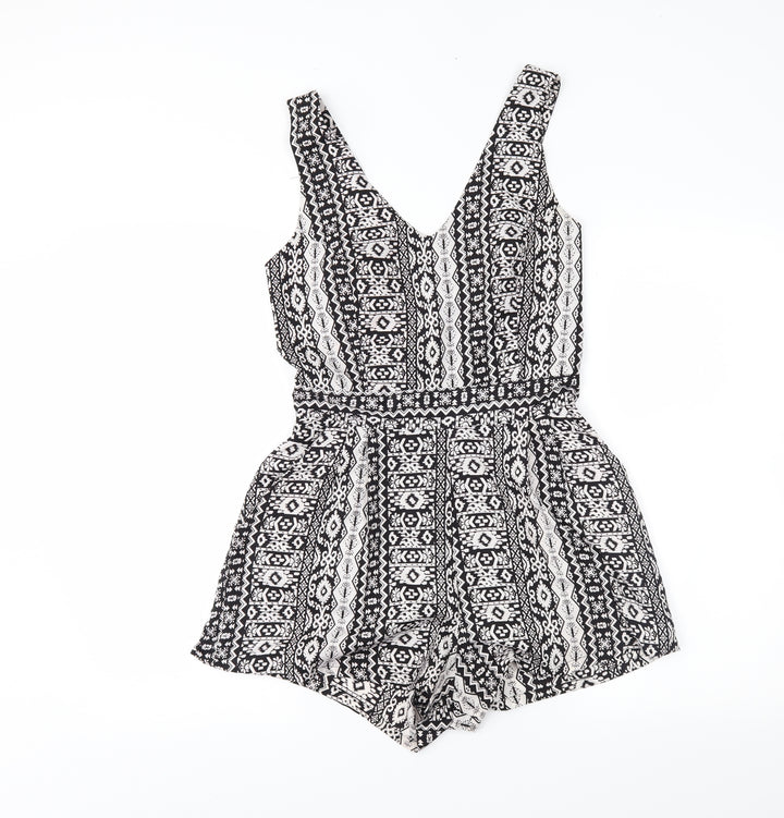 M&S Womens White Fair Isle Playsuit One-Piece Size S L3 in