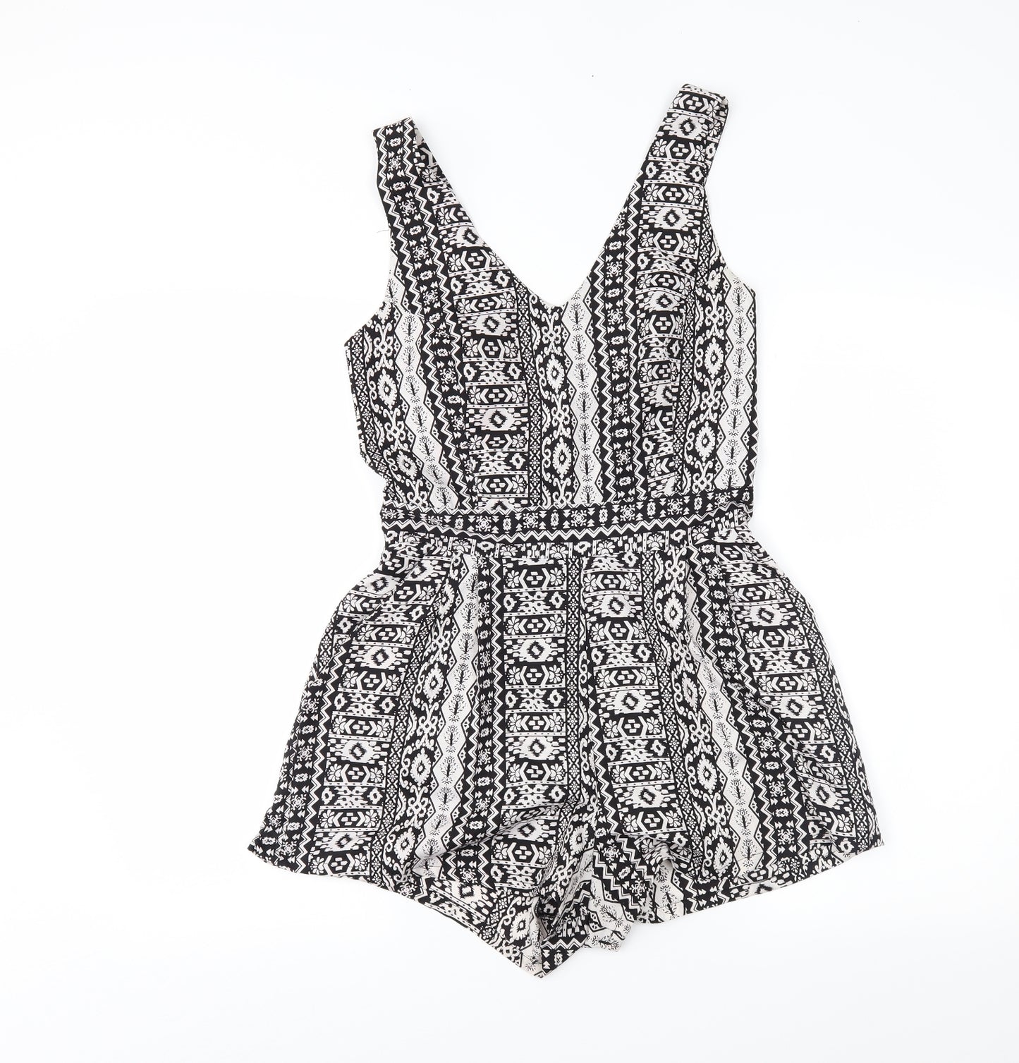 M&S Womens White Fair Isle  Playsuit One-Piece Size S L3 in