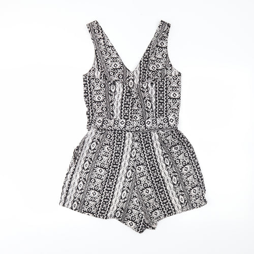 M&S Womens White Fair Isle  Playsuit One-Piece Size S L3 in
