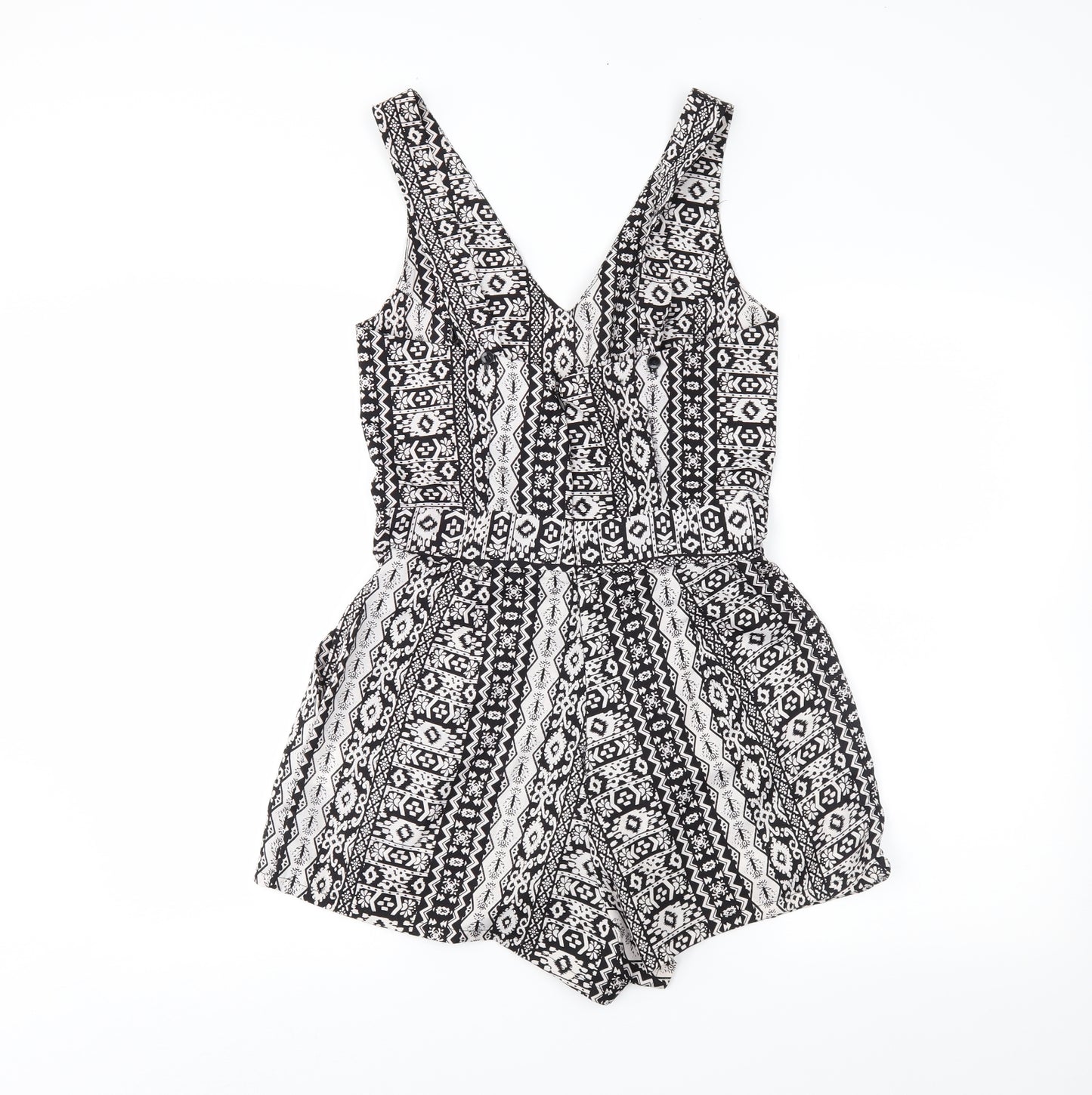 M&S Womens White Fair Isle  Playsuit One-Piece Size S L3 in