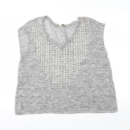 Miss Selfridge Womens Grey   Basic T-Shirt Size 10