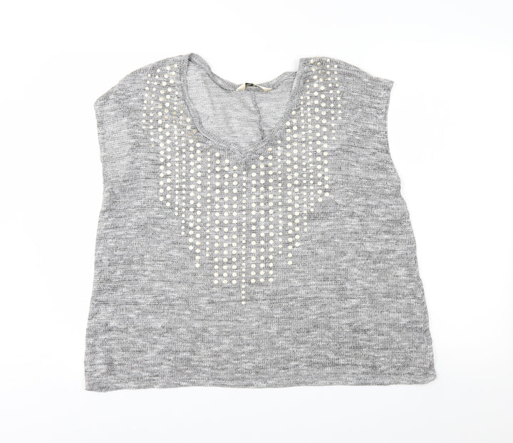 Miss Selfridge Womens Grey Basic T-Shirt Size 10