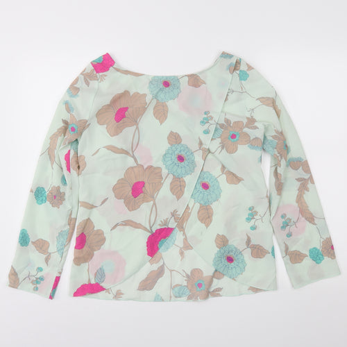 Papaya Womens Green Floral  Wrap Blouse Size 10