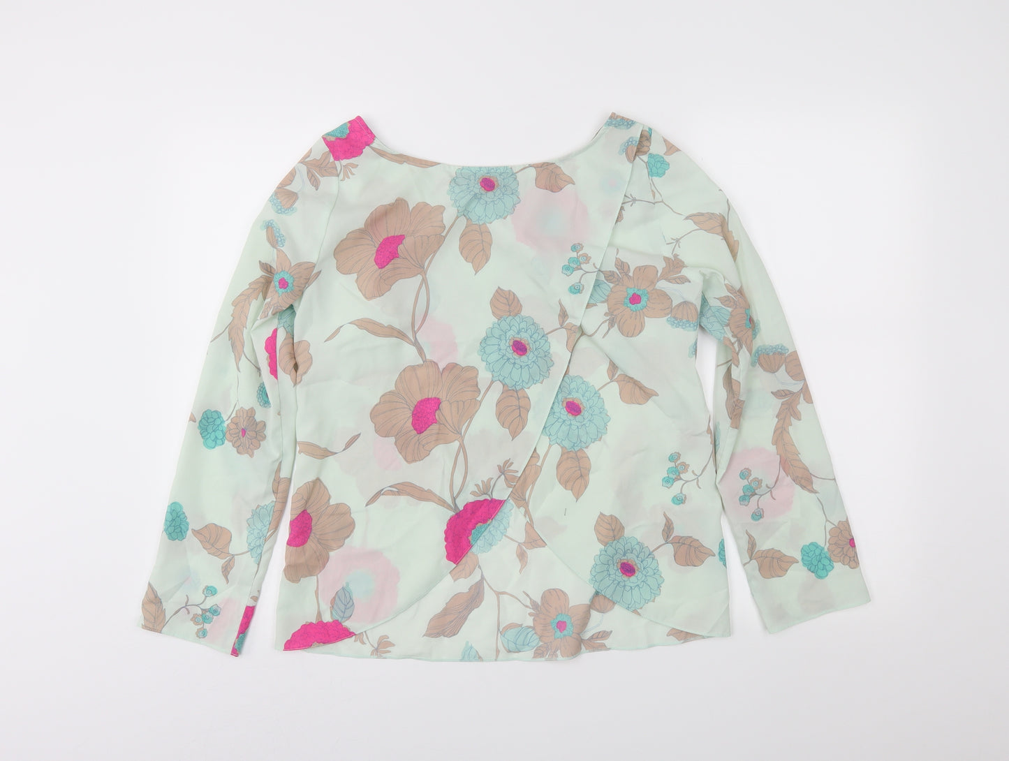 Papaya Womens Green Floral  Wrap Blouse Size 10