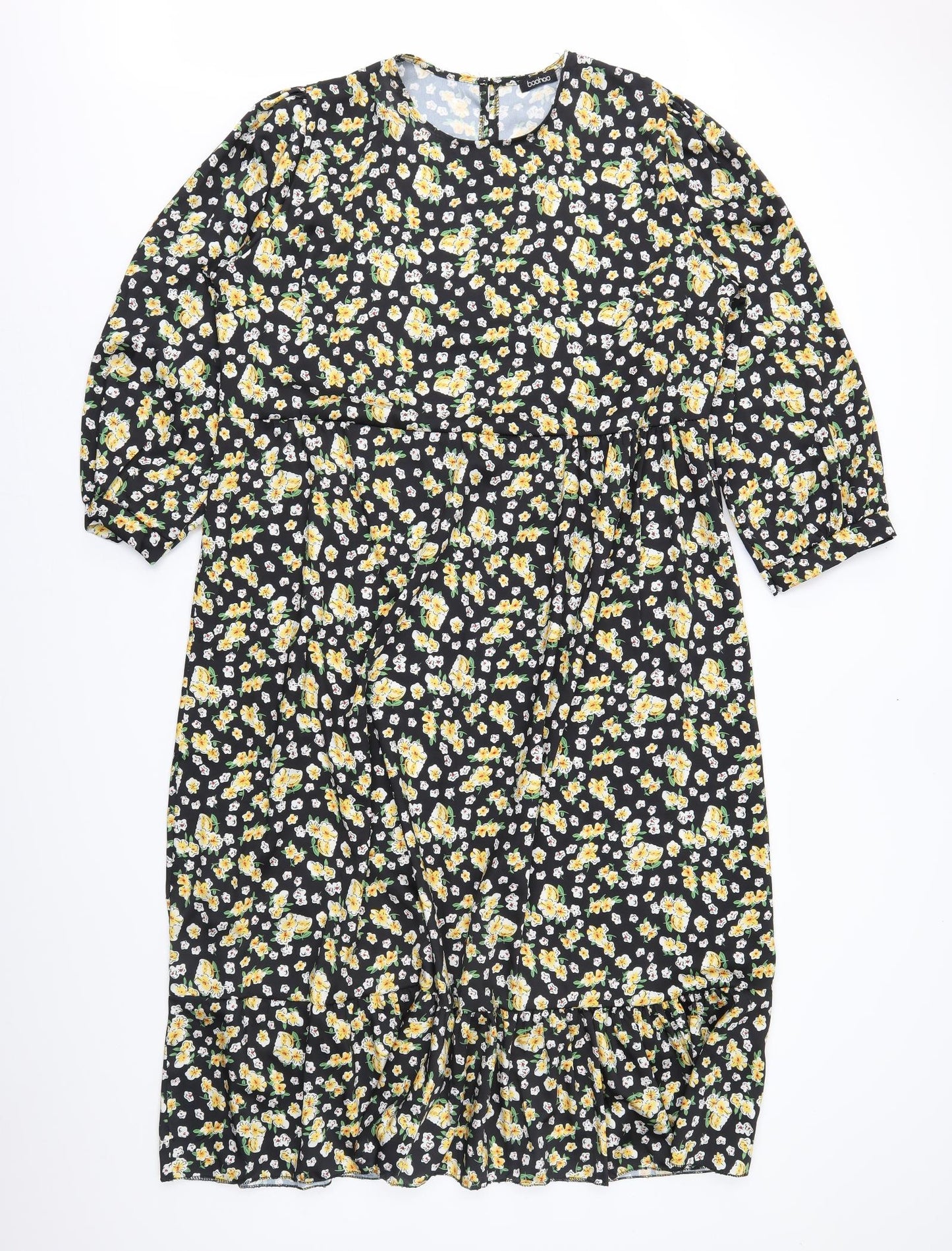 Boohoo Womens Black Floral  Trapeze & Swing  Size 22