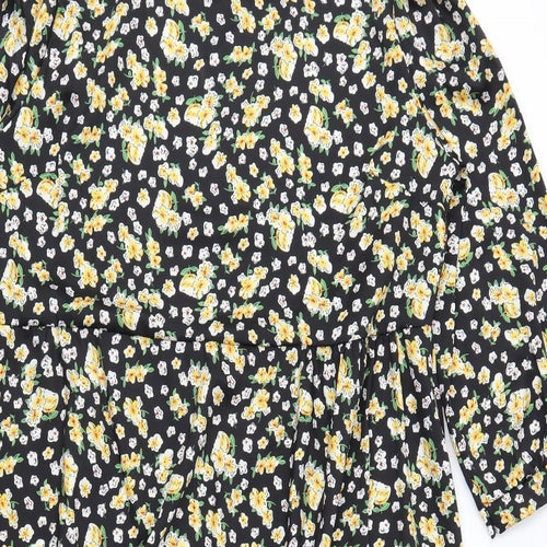 Boohoo Womens Black Floral  Trapeze & Swing  Size 22