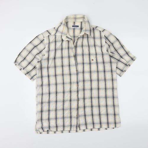 fairbanks Mens Ivory Plaid   Button-Up Size M
