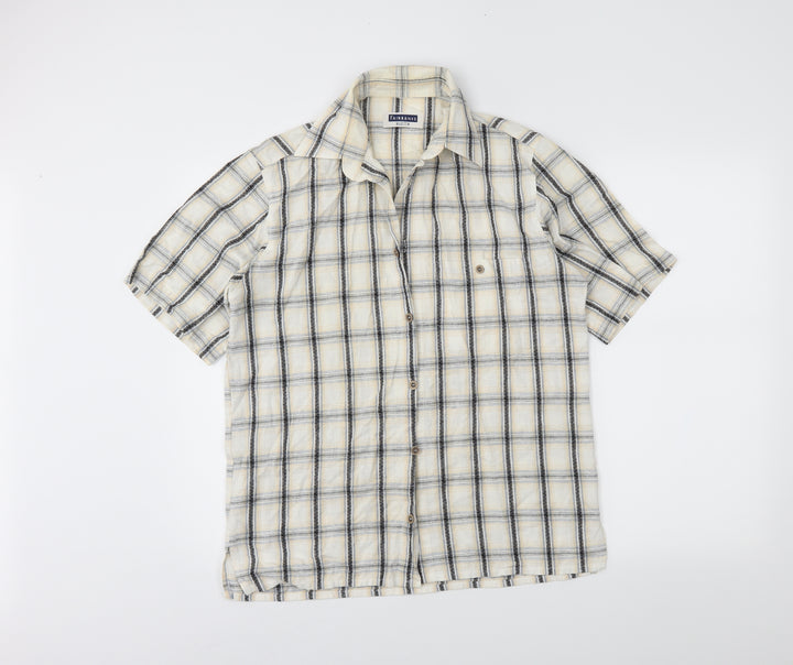 fairbanks Mens Ivory Plaid Button-Up Size M