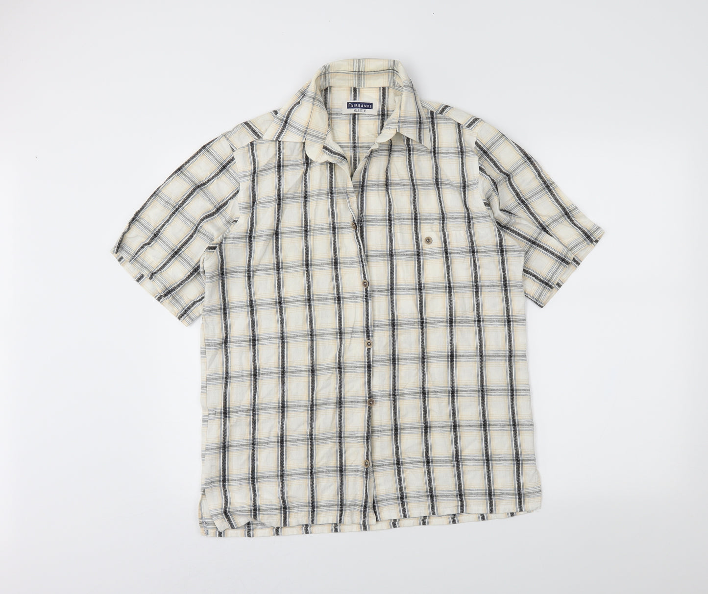 fairbanks Mens Ivory Plaid   Button-Up Size M