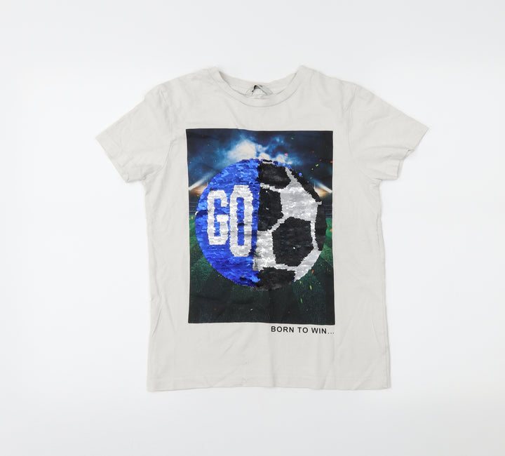 George Boys White Basic T-Shirt Size 9-10 Years - Reversible sequins
