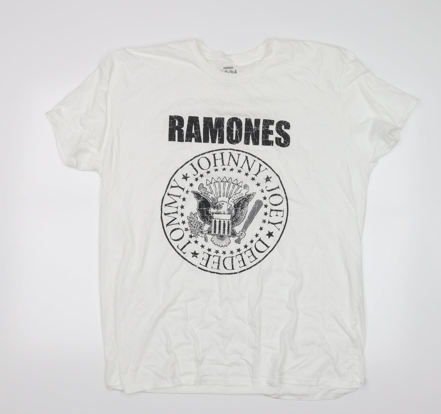 Primark Mens White    T-Shirt Size L  - Ramones