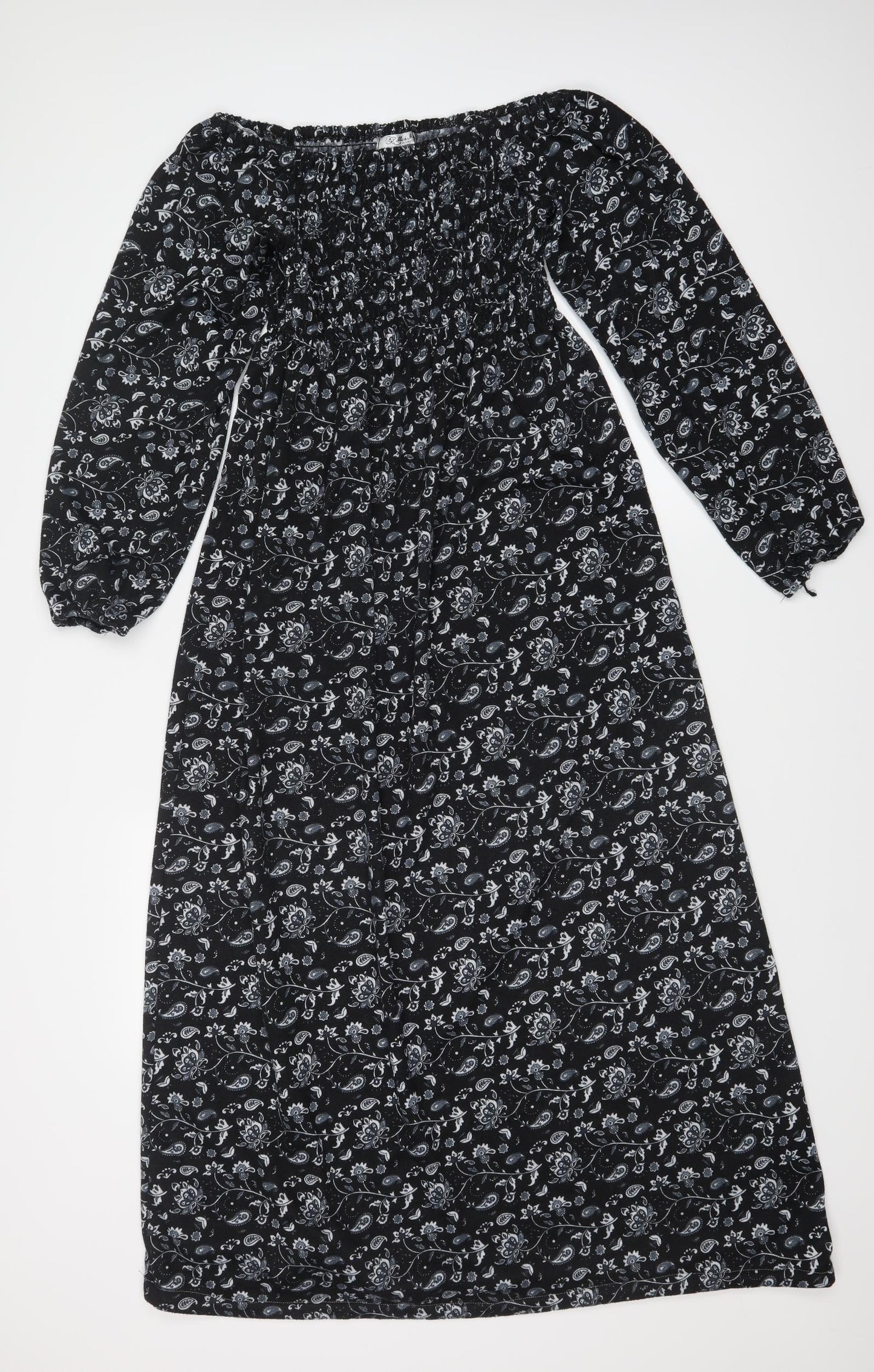 Mei Na Womens Black Paisley  Shift  Size M