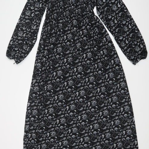 Mei Na Womens Black Paisley  Shift  Size M