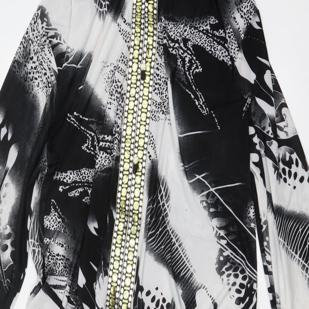sh&s Womens Black Animal Print  Kaftan  Size 3XL