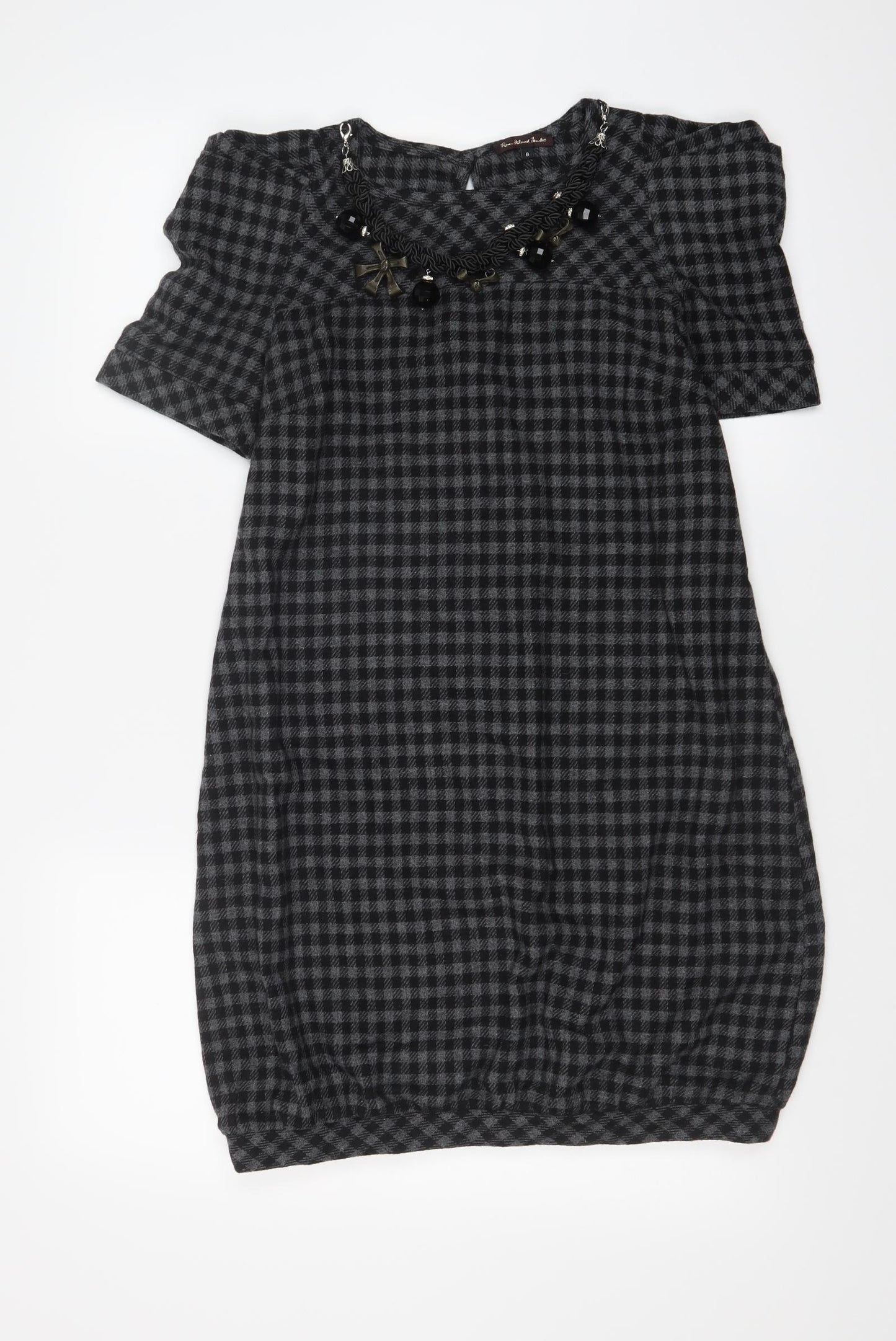Preworn Womens Black Check  A-Line  Size 8