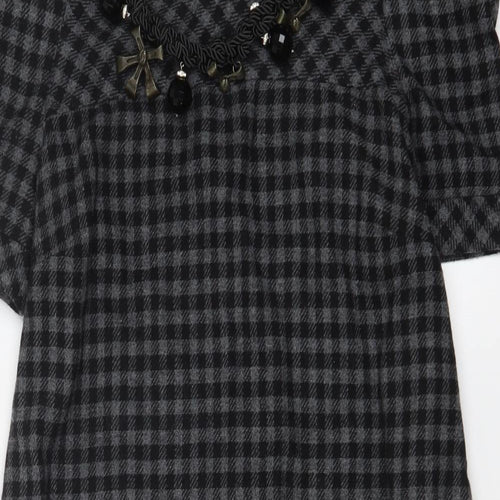 Preworn Womens Black Check  A-Line  Size 8