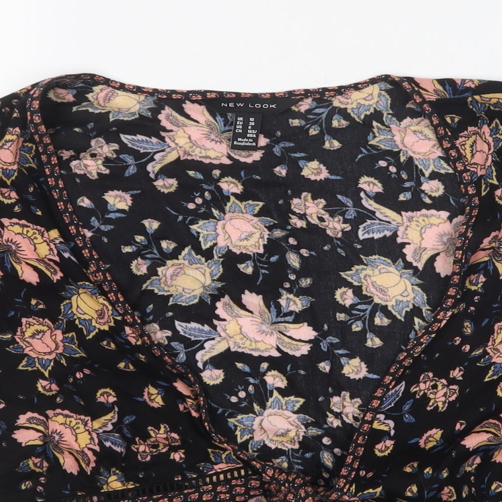 New Look Womens Black Floral  Shrug Jumper Size 10