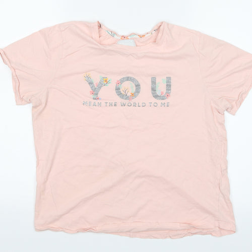 Preworn Girls Pink   Top Pyjama Top Size M  - You mean the world to me
