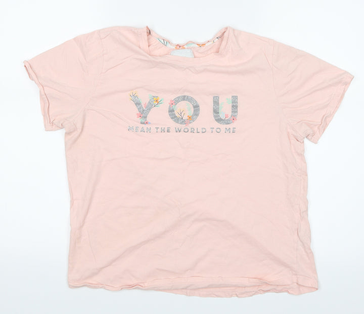 Preworn Girls Pink Top Pyjama Top Size M - You mean the world to me
