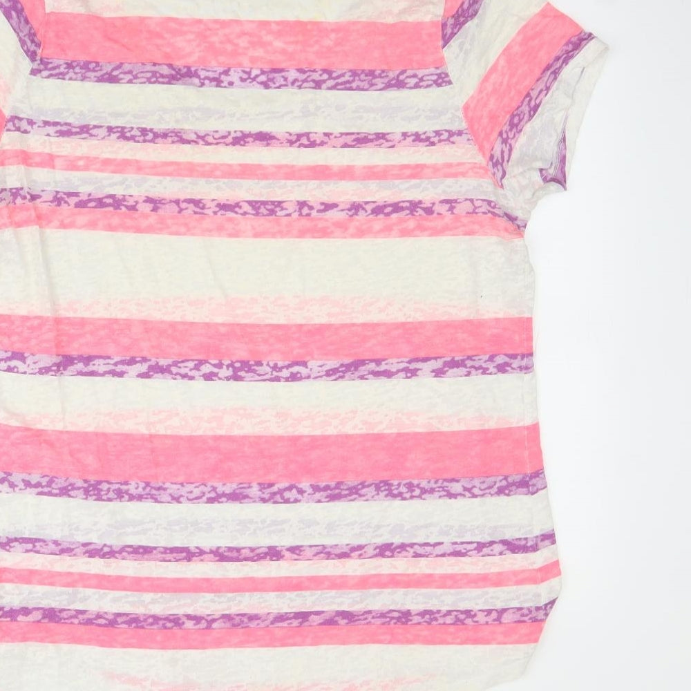 F&F Womens White Striped Rayon Basic Blouse Size 22