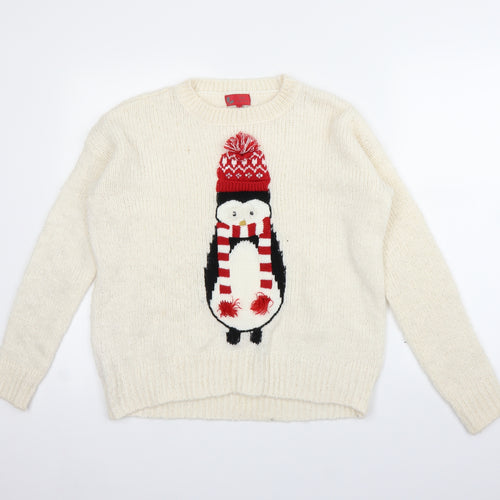 NEXT Womens White   Pullover Jumper Size M  - Penguin