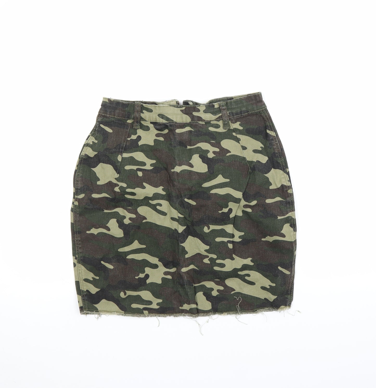 pretty little Thing Womens Green Camouflage  Mini Skirt Size 8