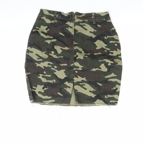 pretty little Thing Womens Green Camouflage  Mini Skirt Size 8